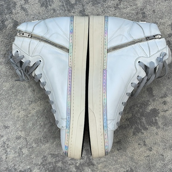 New P448 F22 Taylor Platform High Top Sneaker Side Zip Iridescent Strip Sz 42 - Picture 9 of 16